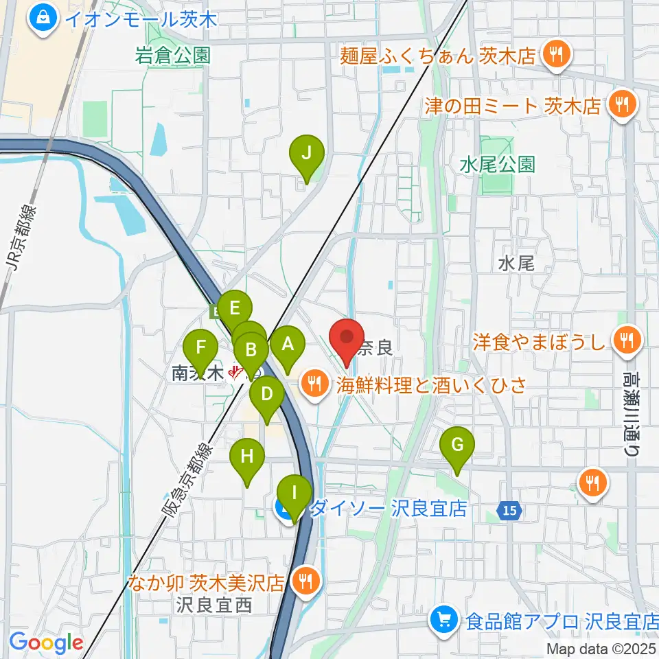 茨木市立文化財資料館周辺のコンビニエンスストア一覧地図