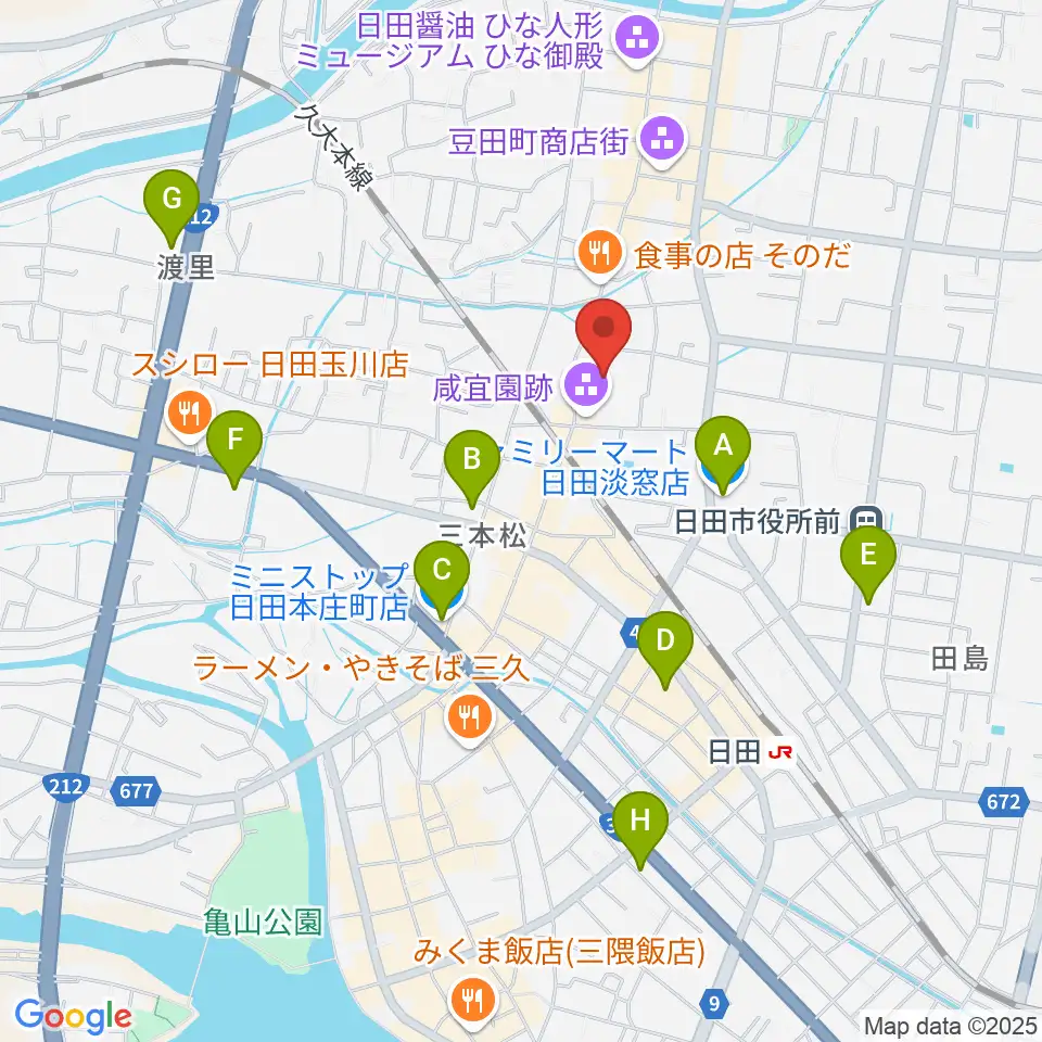 咸宜園教育研究センター周辺のコンビニエンスストア一覧地図