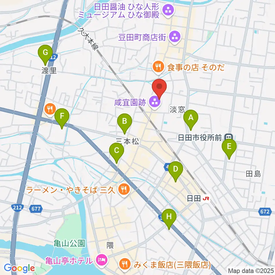 咸宜園教育研究センター周辺のコンビニエンスストア一覧地図