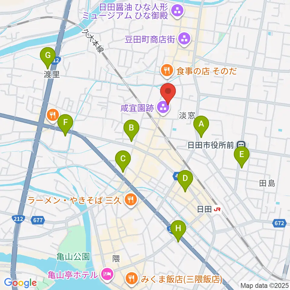 咸宜園教育研究センター周辺のコンビニエンスストア一覧地図
