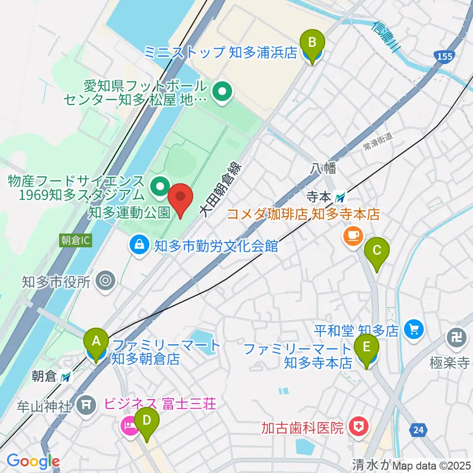 知多市歴史民俗博物館周辺のコンビニエンスストア一覧地図