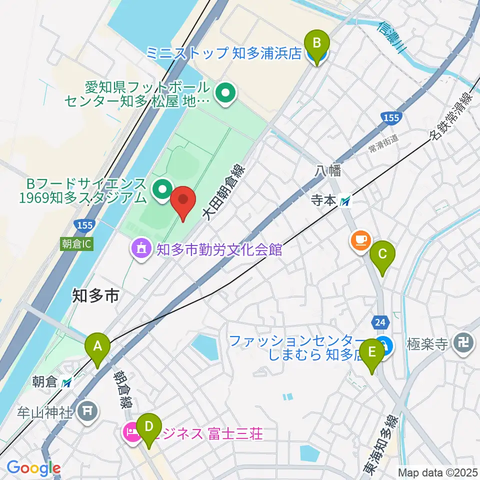 知多市歴史民俗博物館周辺のコンビニエンスストア一覧地図