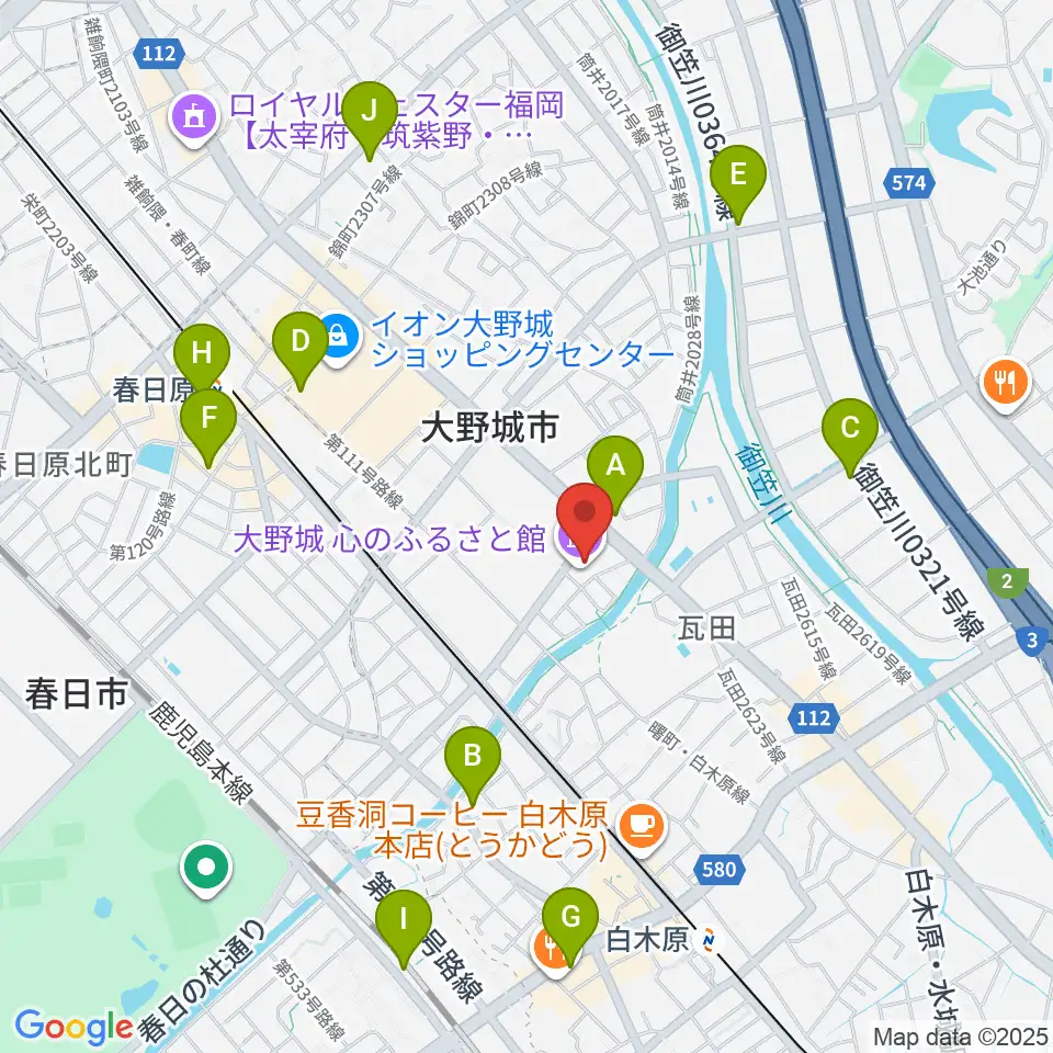 大野城心のふるさと館周辺のコンビニエンスストア一覧地図