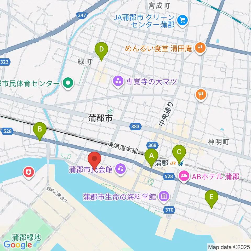蒲郡市博物館周辺のコンビニエンスストア一覧地図