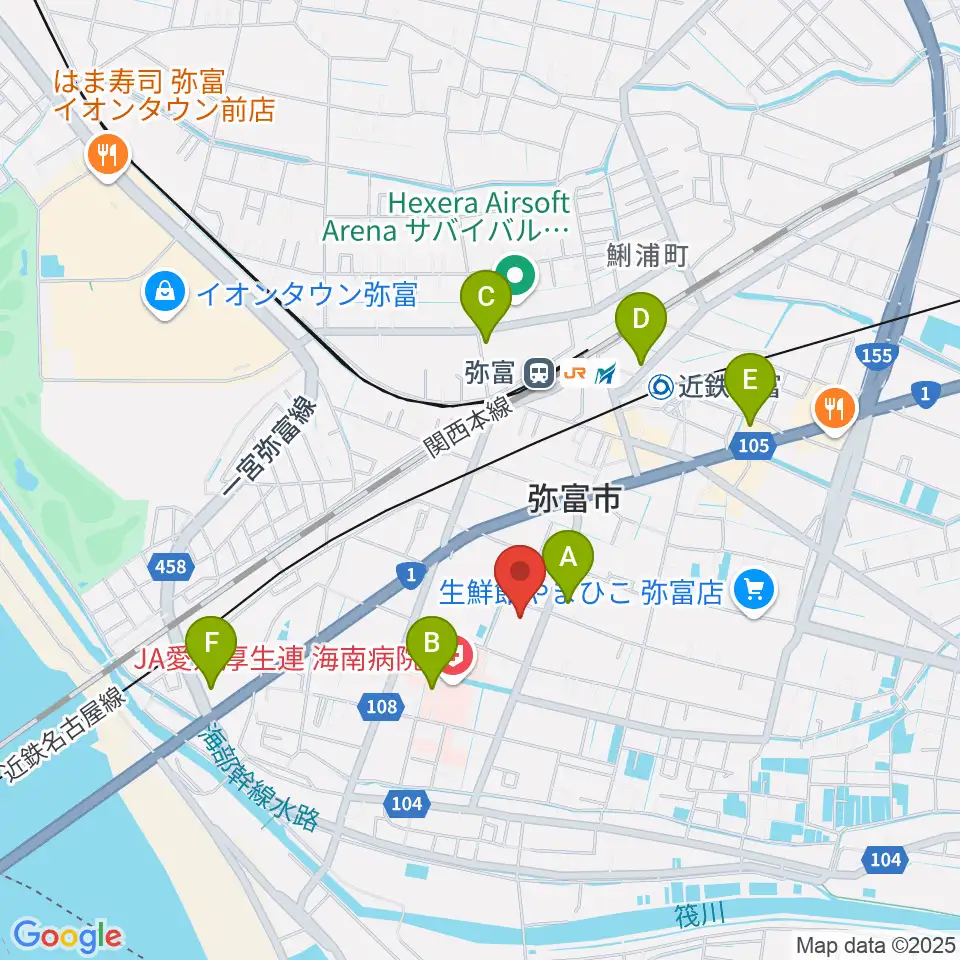 弥富市歴史民俗資料館周辺のコンビニエンスストア一覧地図