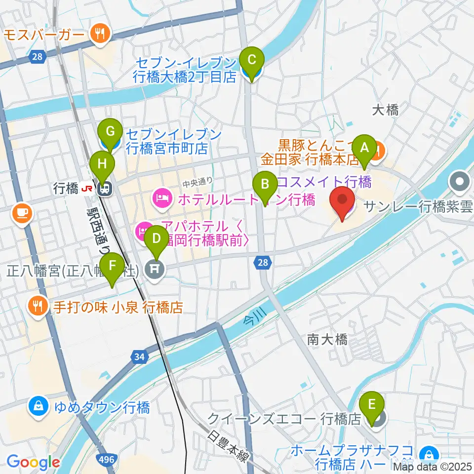 行橋市歴史資料館周辺のコンビニエンスストア一覧地図