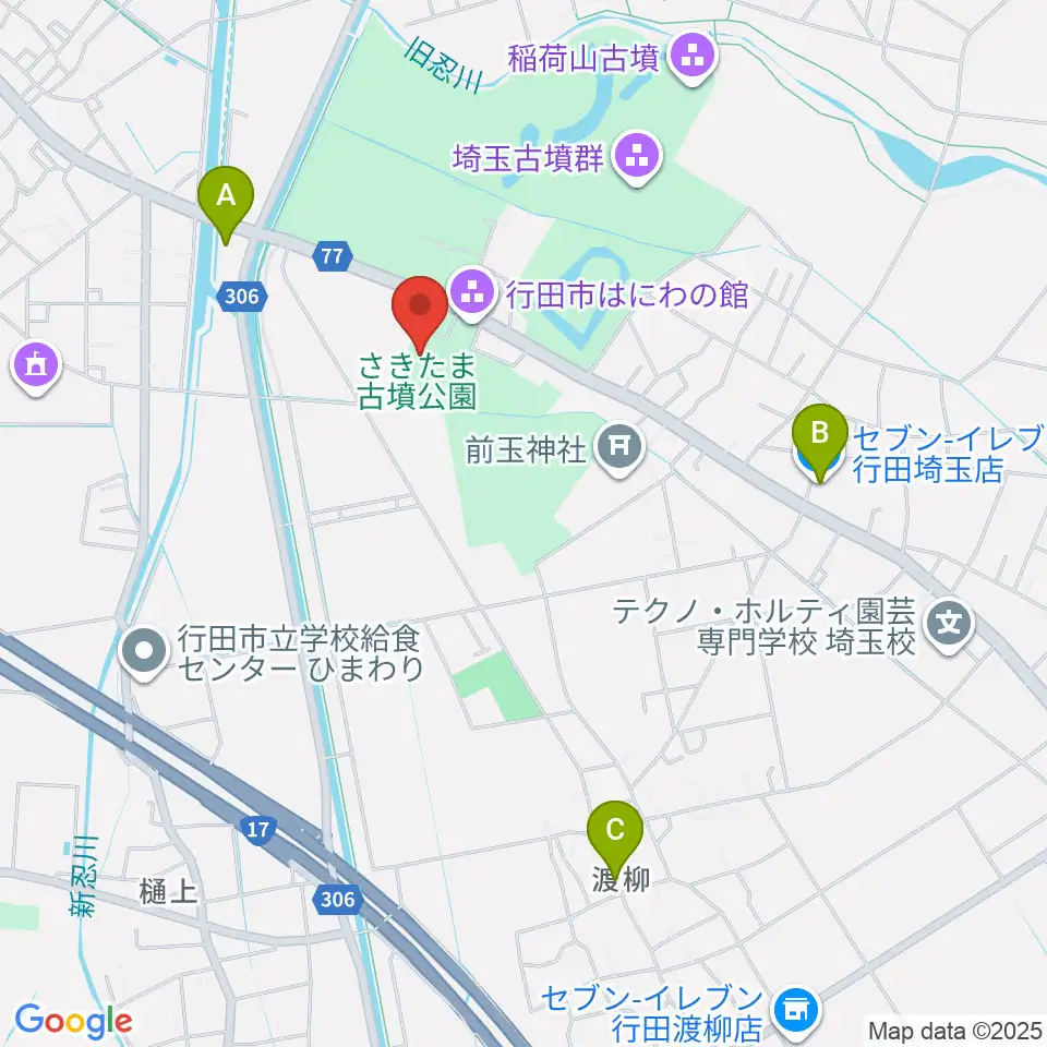 埼玉県立さきたま史跡の博物館周辺のコンビニエンスストア一覧地図