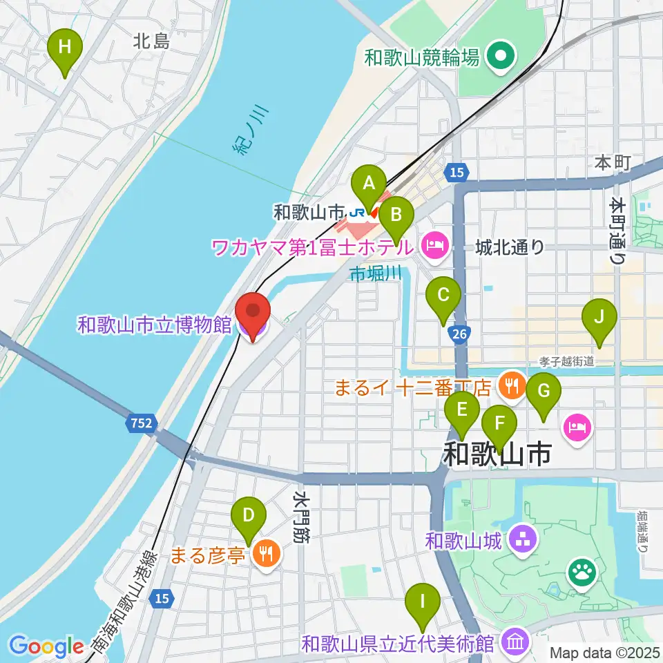 和歌山市立博物館周辺のコンビニエンスストア一覧地図