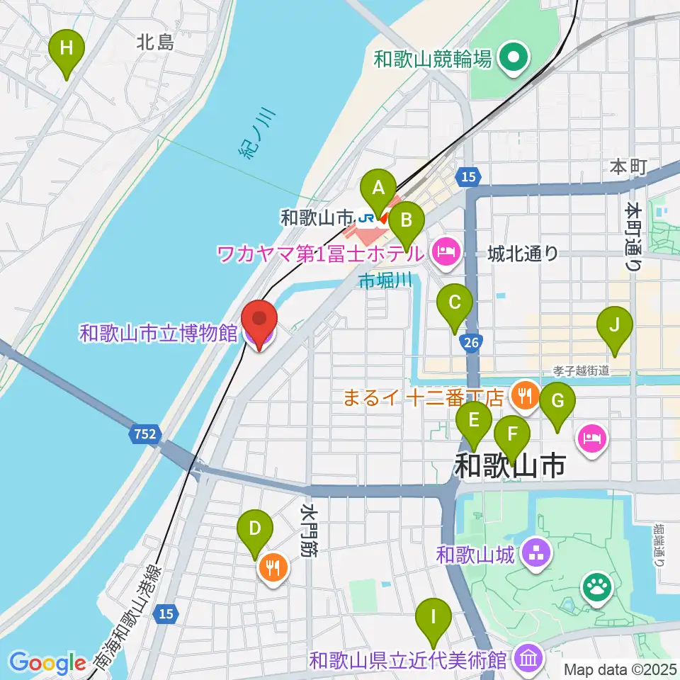 和歌山市立博物館周辺のコンビニエンスストア一覧地図