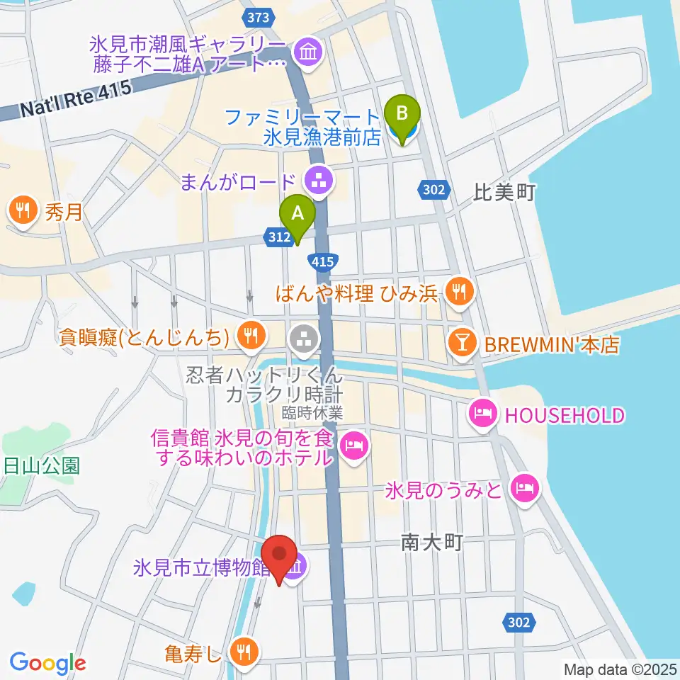 氷見市立博物館周辺のコンビニエンスストア一覧地図