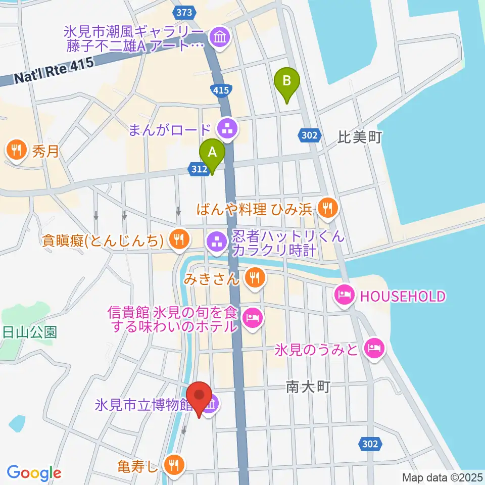 氷見市立博物館周辺のコンビニエンスストア一覧地図