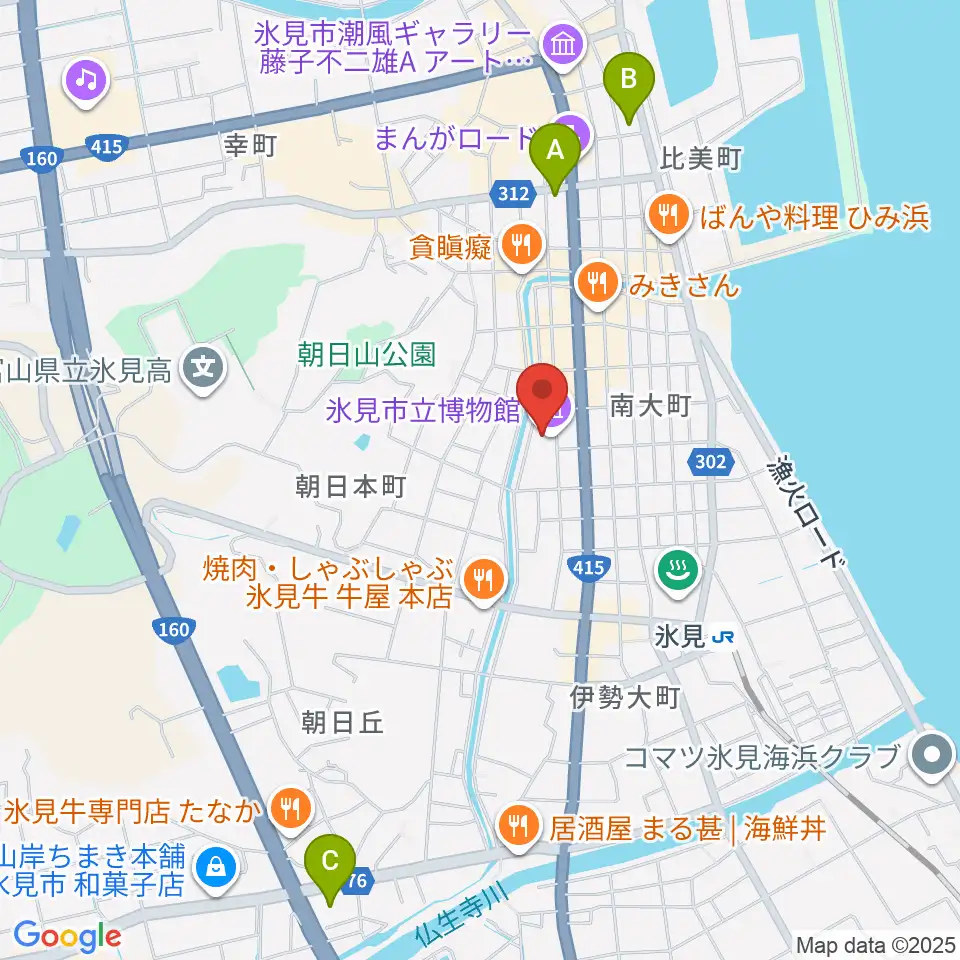 氷見市立博物館周辺のコンビニエンスストア一覧地図