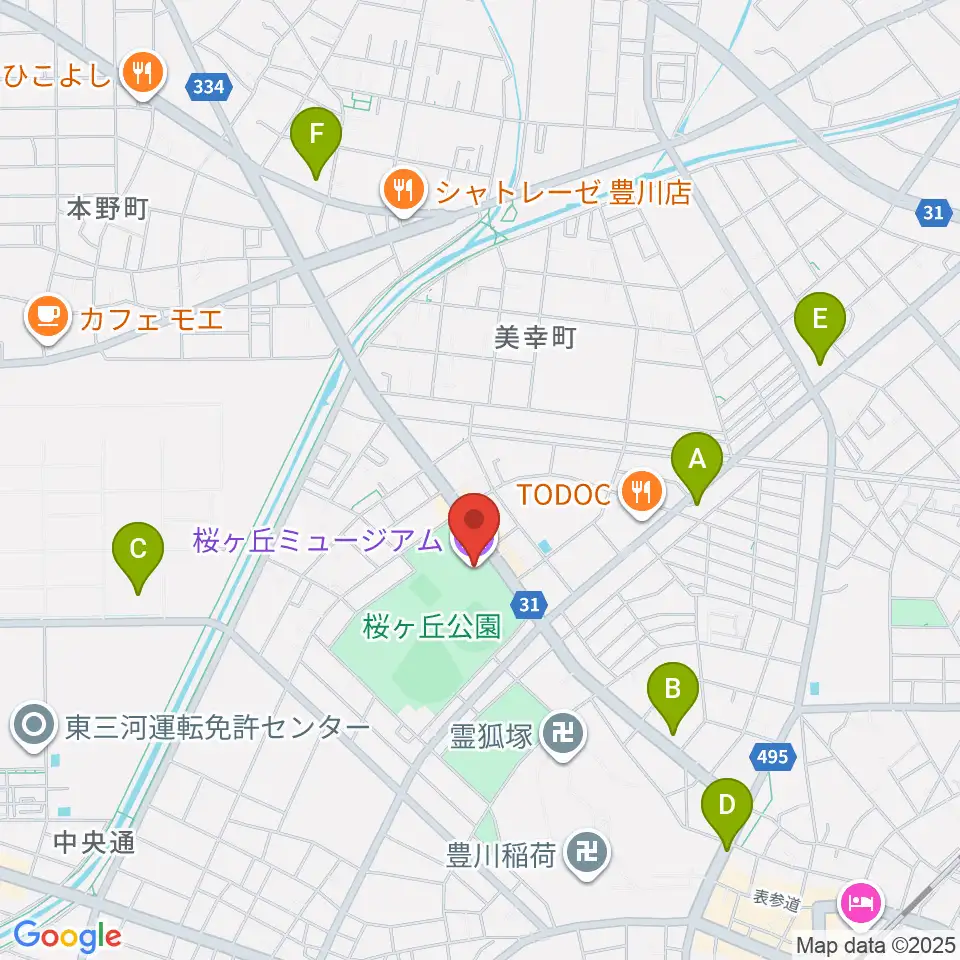 豊川市桜ヶ丘ミュージアム周辺のコンビニエンスストア一覧地図