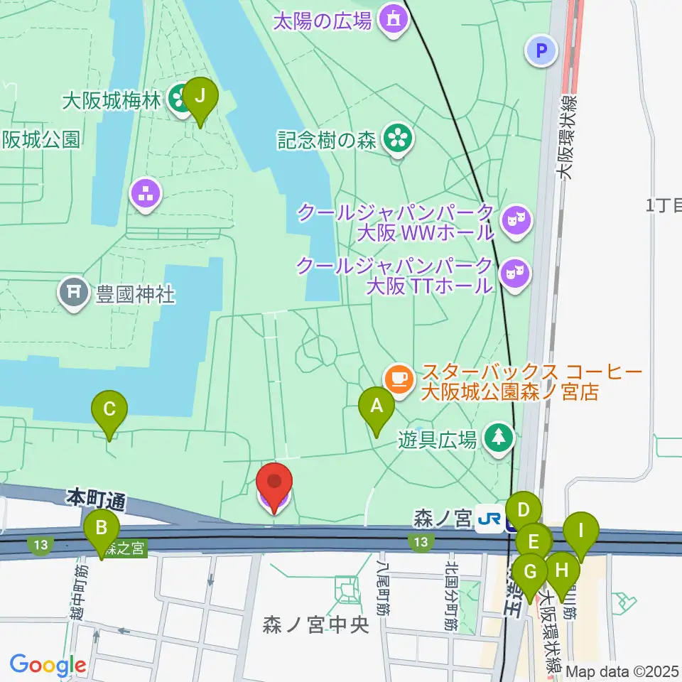 ピースおおさか 大阪国際平和センター周辺のコンビニエンスストア一覧地図