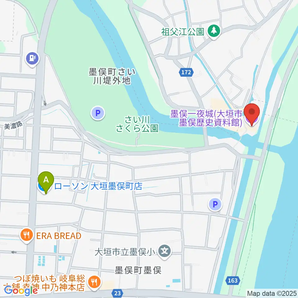 墨俣一夜城(大垣市墨俣歴史資料館)周辺のコンビニエンスストア一覧地図
