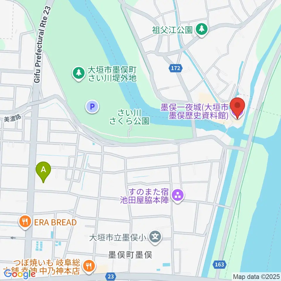 墨俣一夜城(大垣市墨俣歴史資料館)周辺のコンビニエンスストア一覧地図