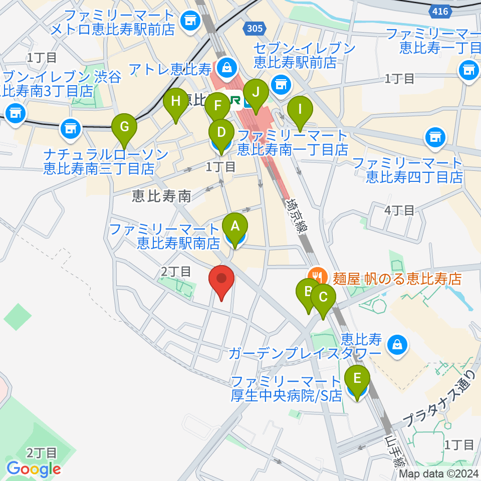 ABSレコーディングスタジオ周辺のコンビニエンスストア一覧地図