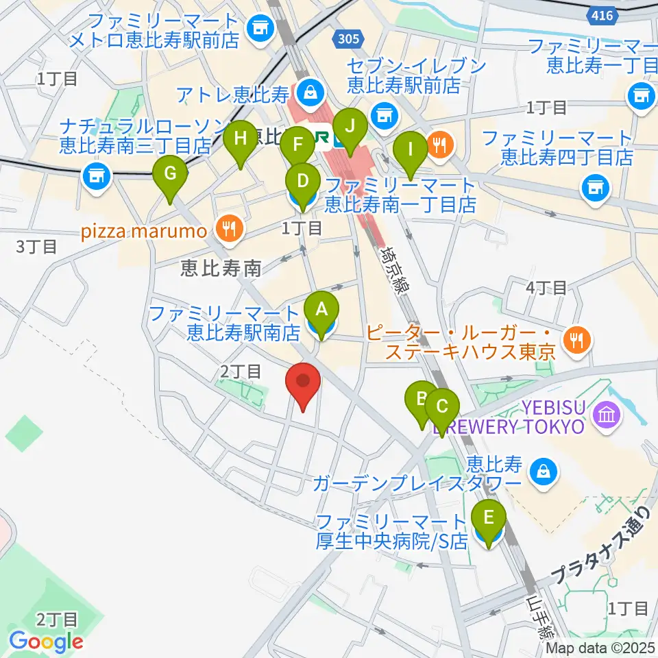 ABSレコーディングスタジオ周辺のコンビニエンスストア一覧地図