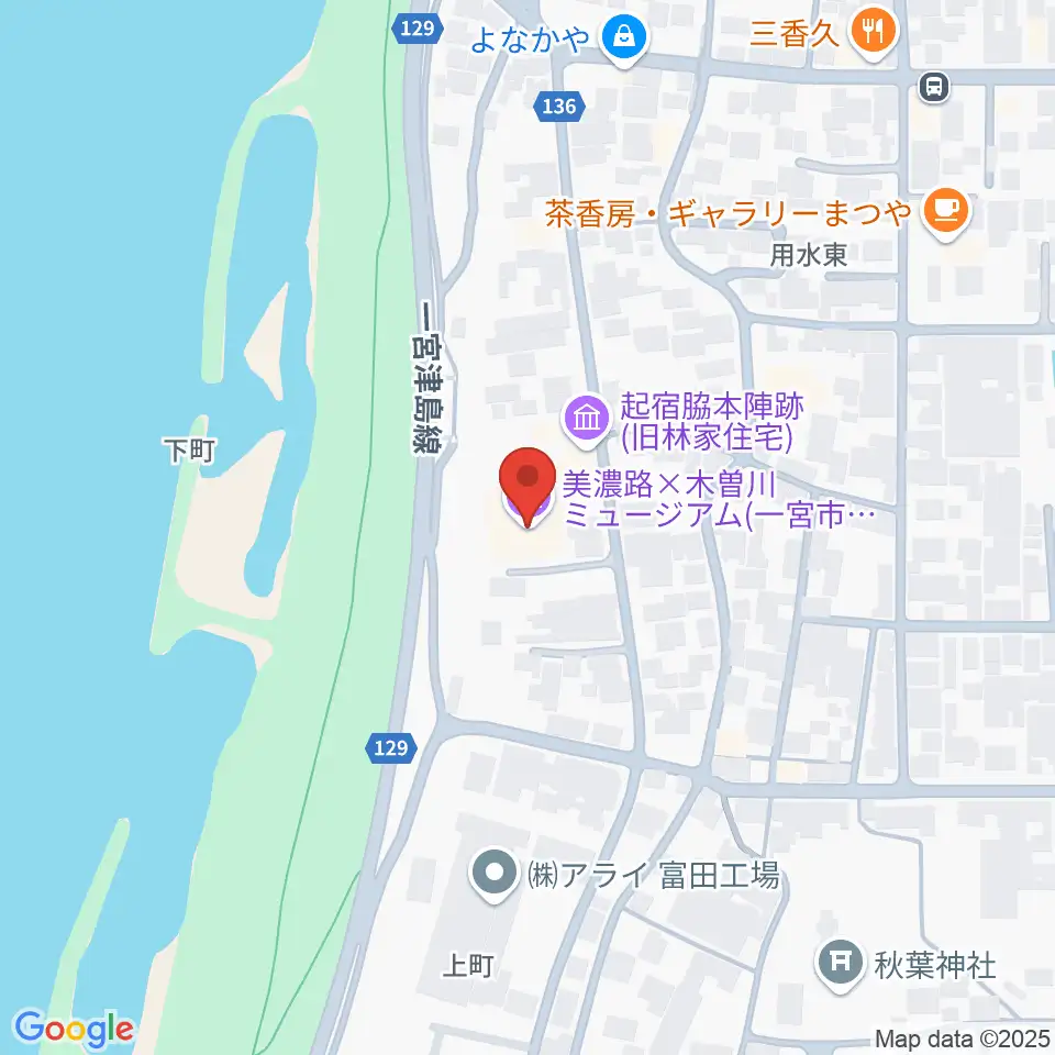 一宮市尾西歴史民俗資料館周辺のコンビニエンスストア一覧地図
