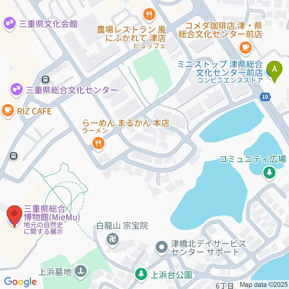 三重県総合博物館 MieMu周辺のコンビニエンスストア一覧地図