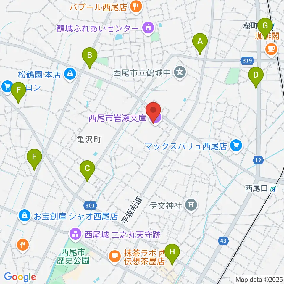 西尾市岩瀬文庫周辺のコンビニエンスストア一覧地図