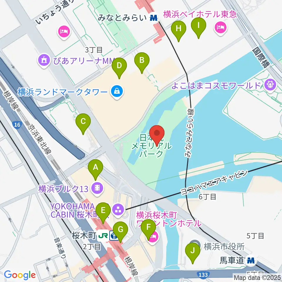 横浜みなと博物館周辺のコンビニエンスストア一覧地図