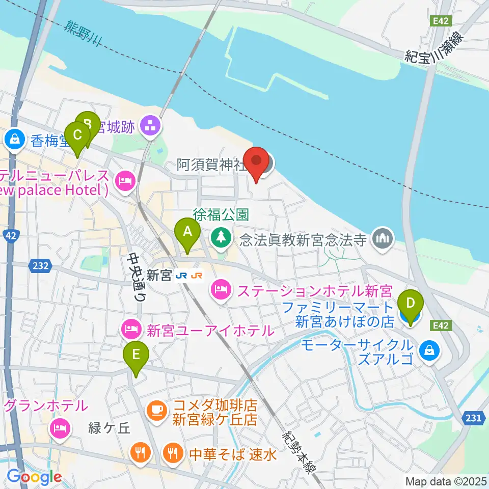 新宮市立歴史民俗資料館周辺のコンビニエンスストア一覧地図