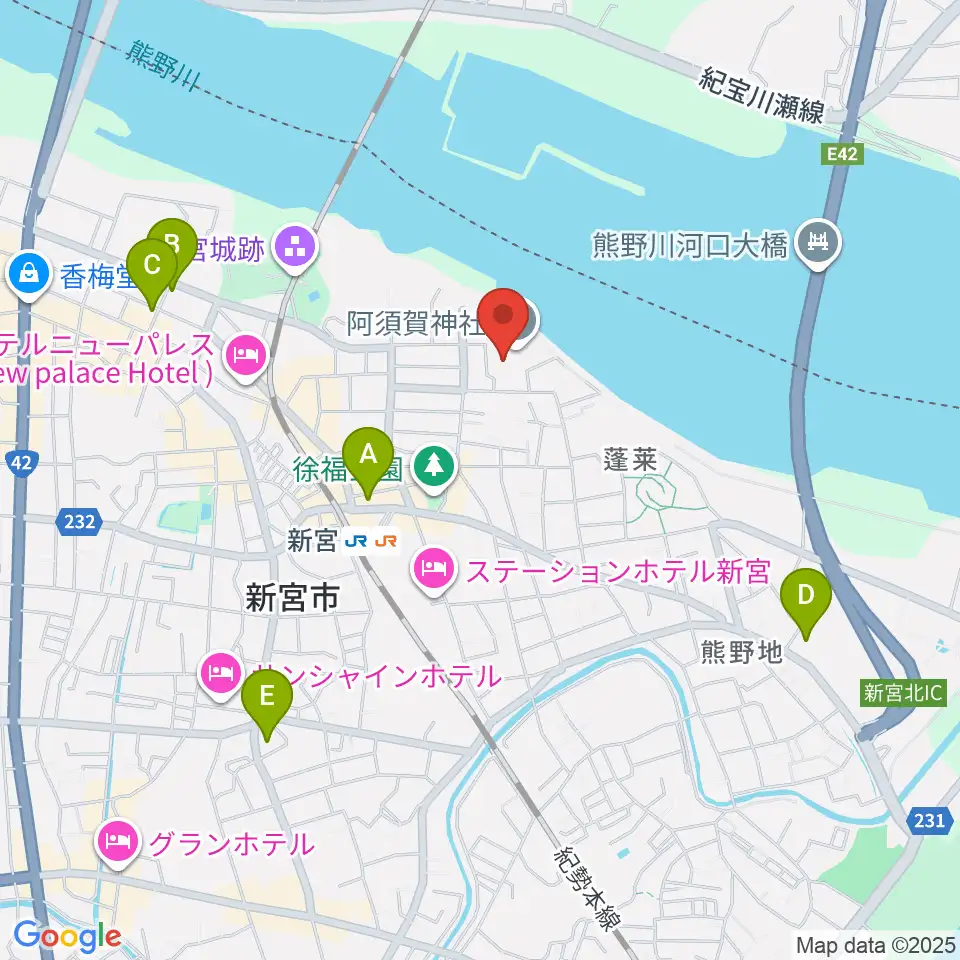 新宮市立歴史民俗資料館周辺のコンビニエンスストア一覧地図