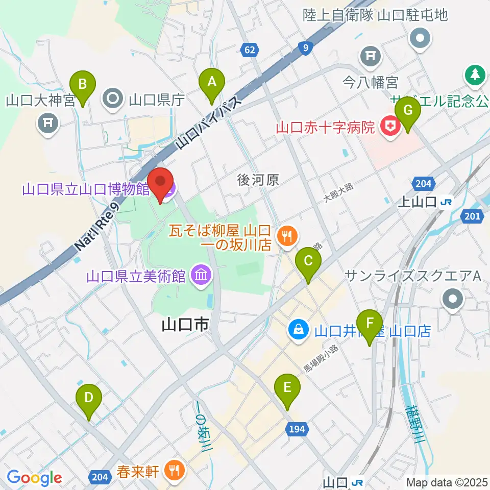 山口県立山口博物館周辺のコンビニエンスストア一覧地図