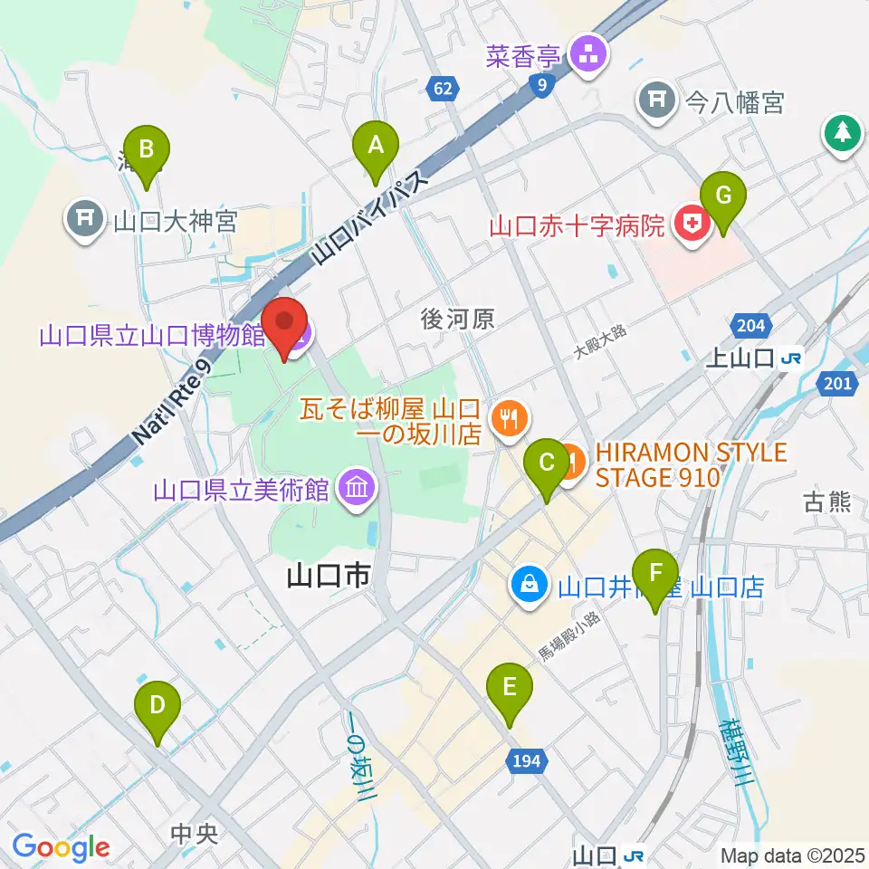 山口県立山口博物館周辺のコンビニエンスストア一覧地図