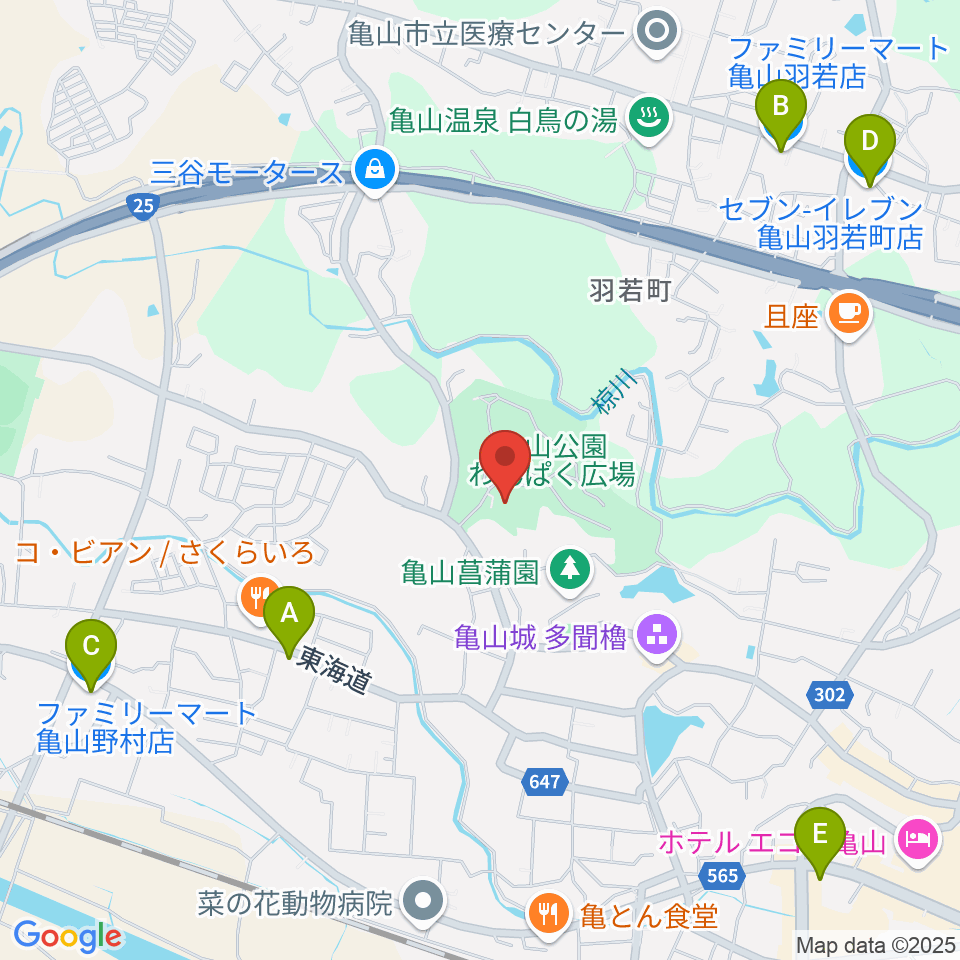 亀山市歴史博物館周辺のコンビニエンスストア一覧地図