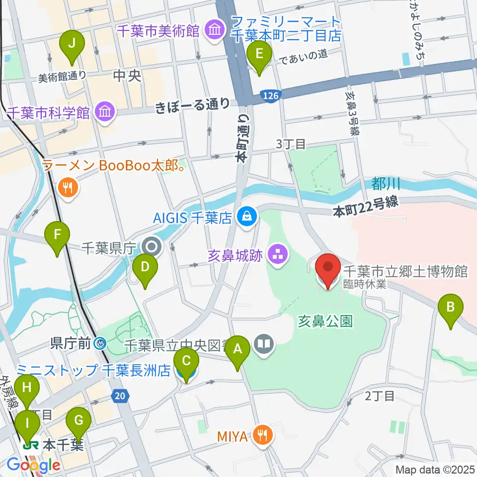 千葉市立郷土博物館周辺のコンビニエンスストア一覧地図