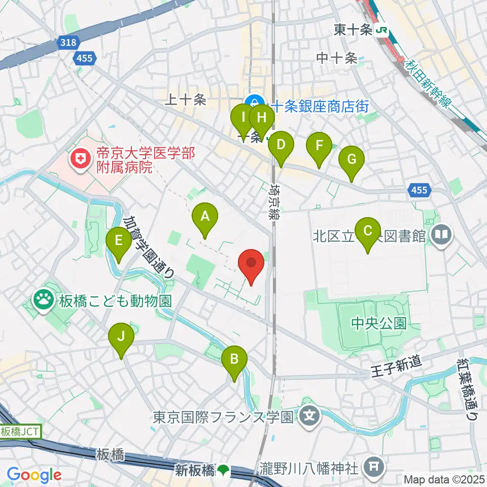 東京家政大学博物館周辺のコンビニエンスストア一覧地図