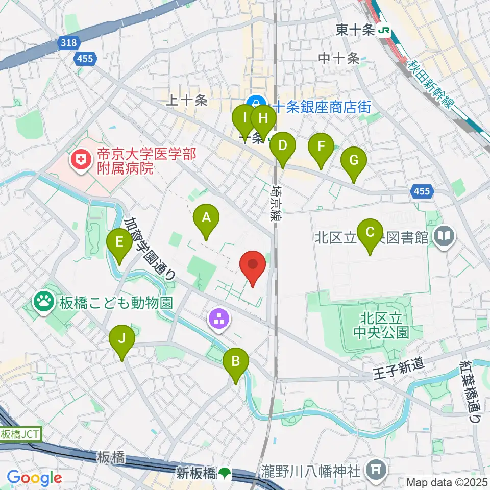 東京家政大学博物館周辺のコンビニエンスストア一覧地図