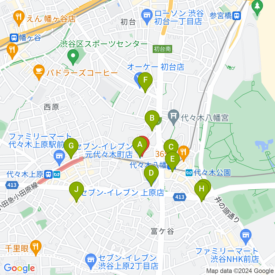 セオリスタジオ周辺のコンビニエンスストア一覧地図