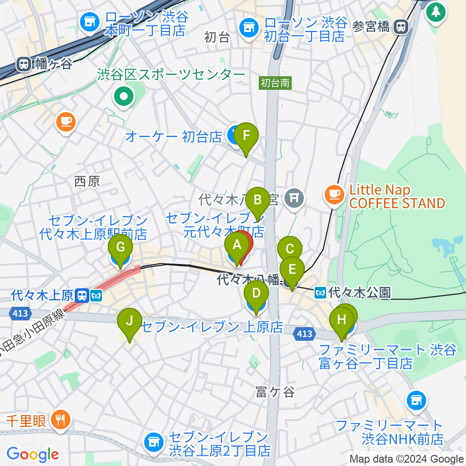 セオリスタジオ周辺のコンビニエンスストア一覧地図