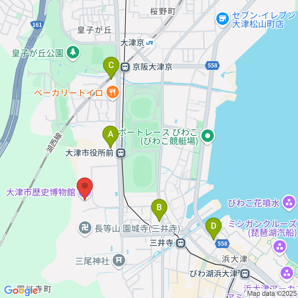 大津市歴史博物館周辺のコンビニエンスストア一覧地図