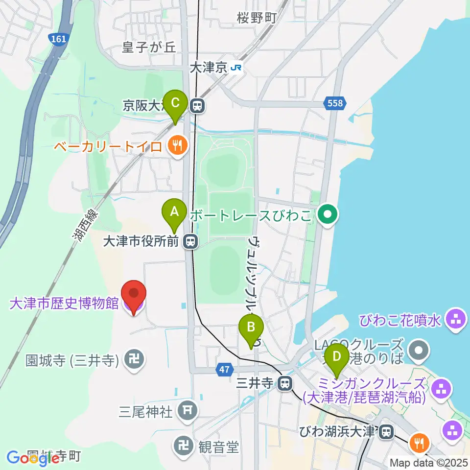 大津市歴史博物館周辺のコンビニエンスストア一覧地図