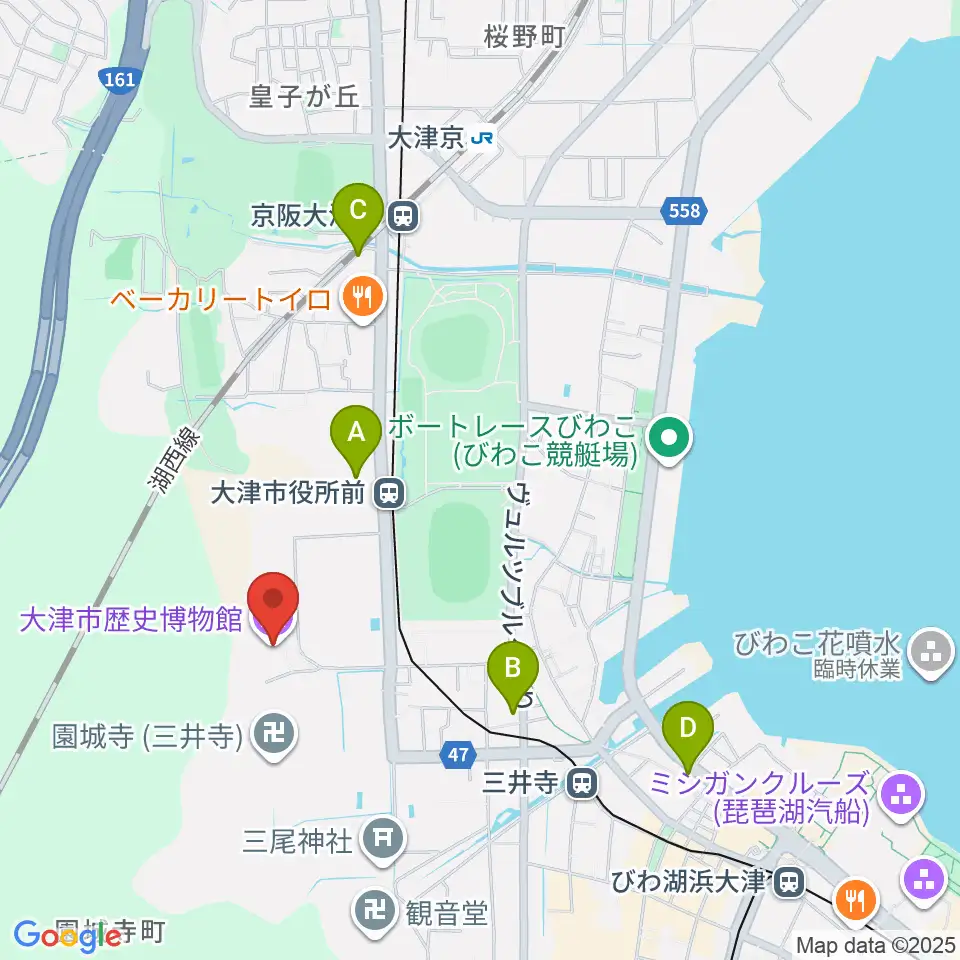 大津市歴史博物館周辺のコンビニエンスストア一覧地図