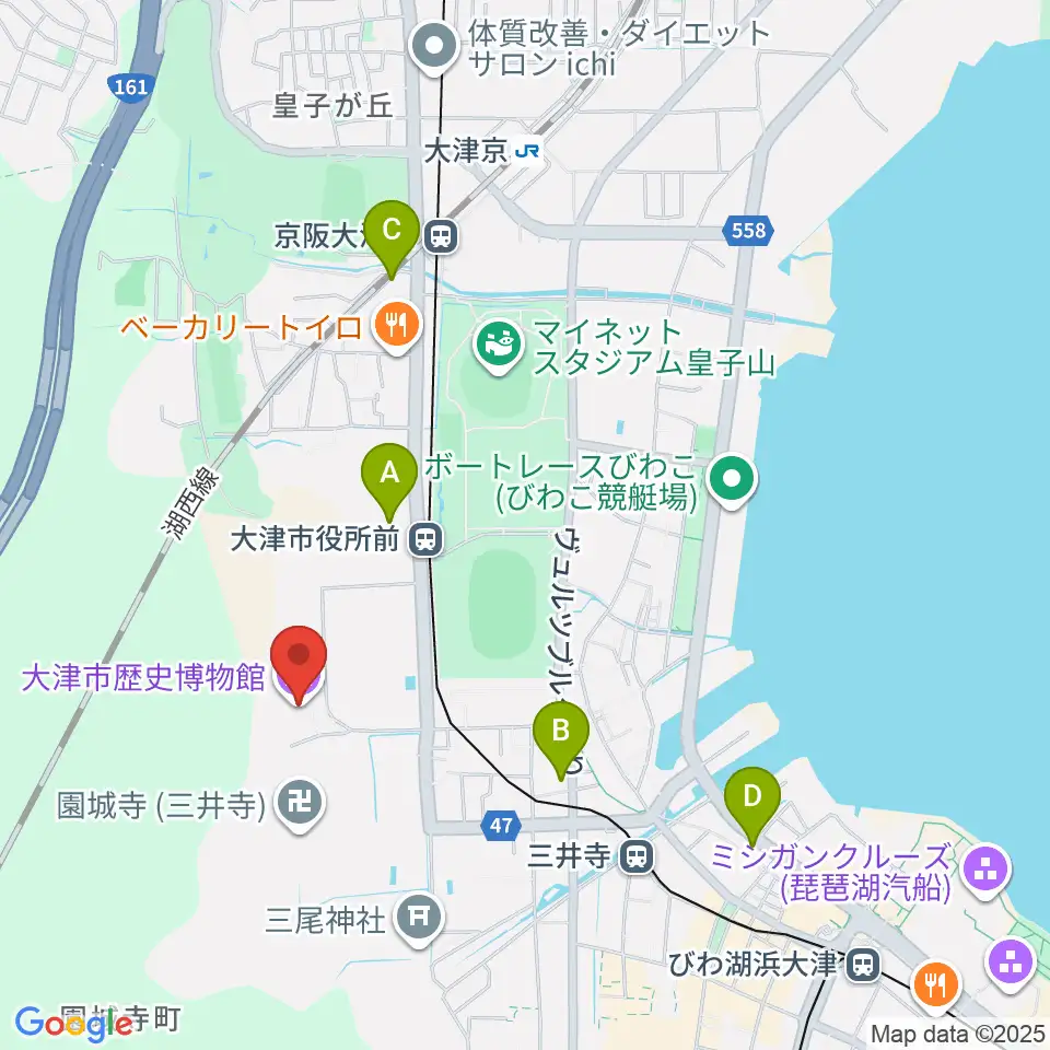 大津市歴史博物館周辺のコンビニエンスストア一覧地図