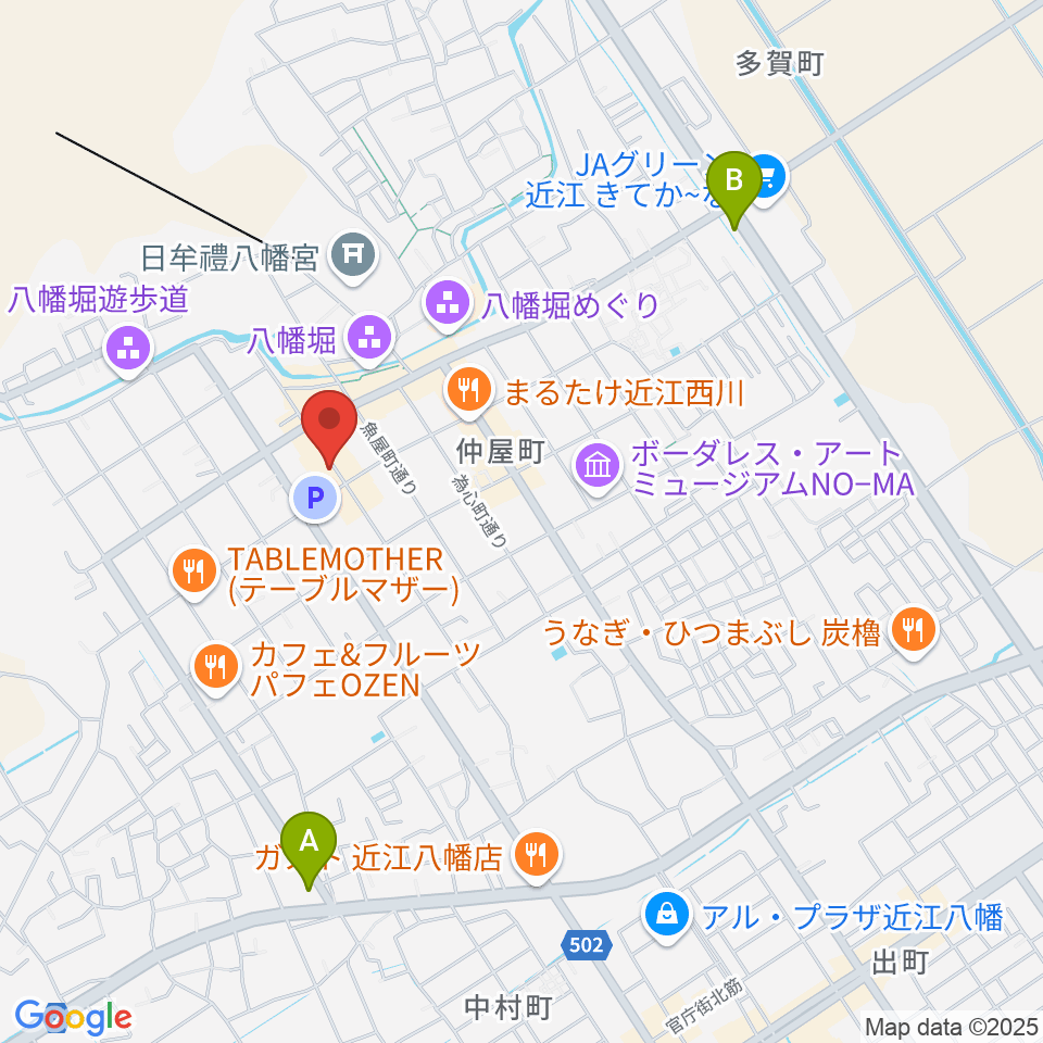 近江八幡市立資料館周辺のコンビニエンスストア一覧地図