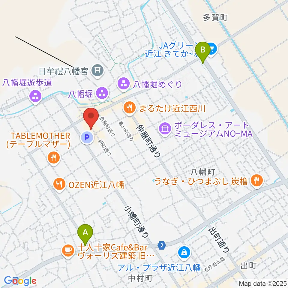 近江八幡市立資料館周辺のコンビニエンスストア一覧地図