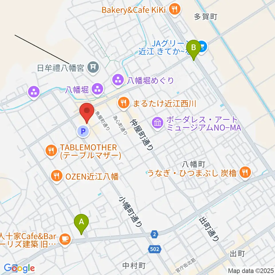 近江八幡市立資料館周辺のコンビニエンスストア一覧地図