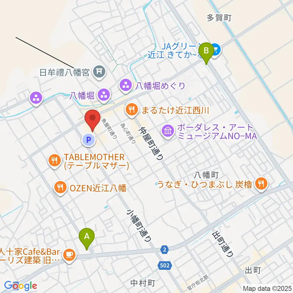 近江八幡市立資料館周辺のコンビニエンスストア一覧地図