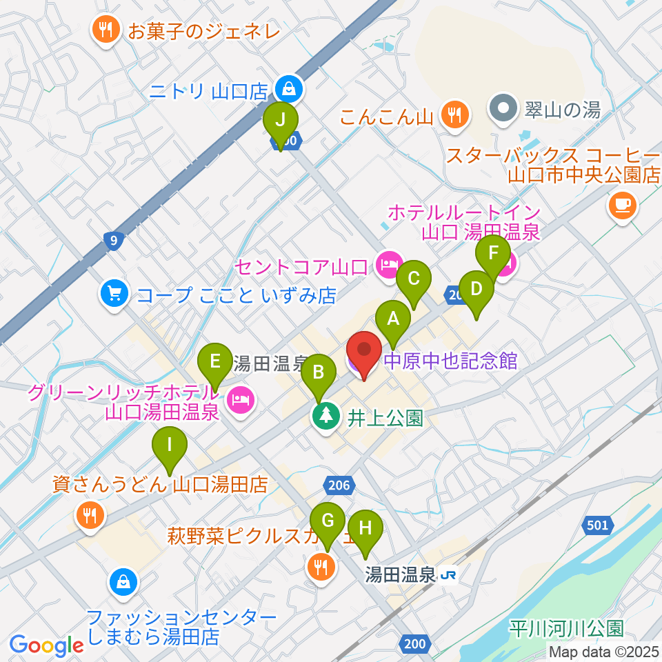 中原中也記念館周辺のコンビニエンスストア一覧地図