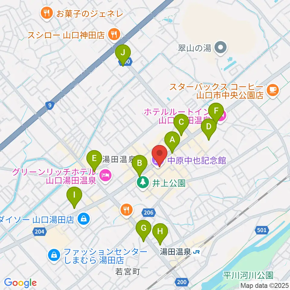 中原中也記念館周辺のコンビニエンスストア一覧地図
