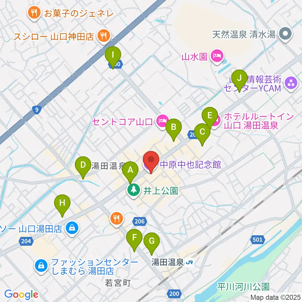 中原中也記念館周辺のコンビニエンスストア一覧地図