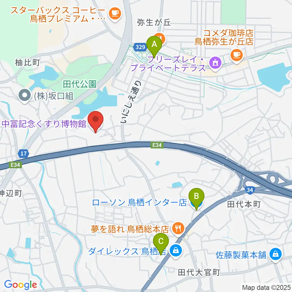 中冨記念くすり博物館周辺のコンビニエンスストア一覧地図