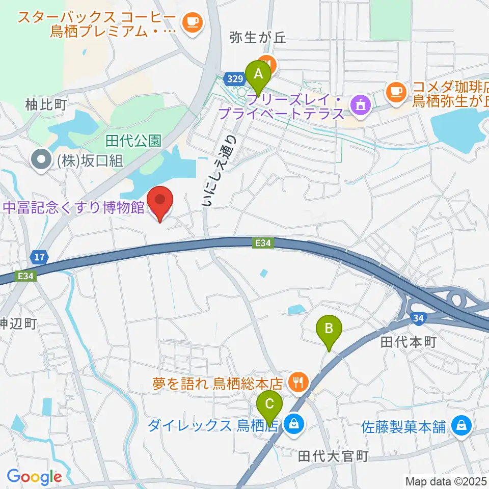 中冨記念くすり博物館周辺のコンビニエンスストア一覧地図