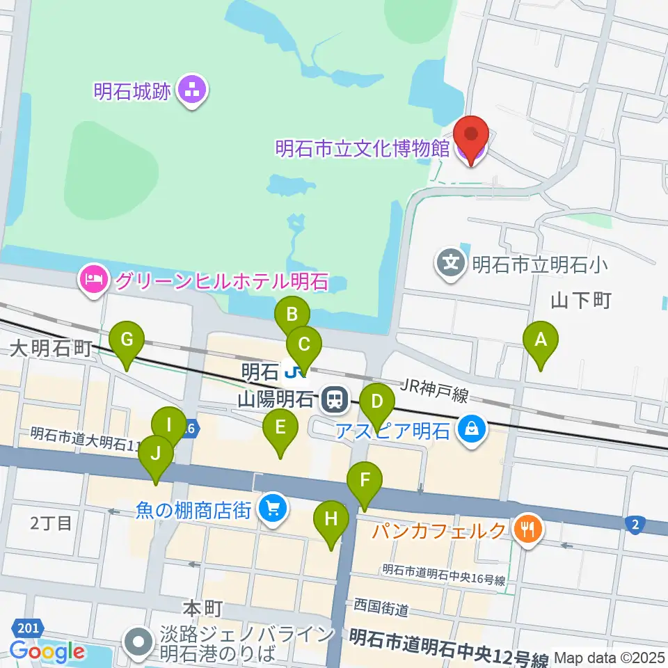明石市立文化博物館周辺のコンビニエンスストア一覧地図